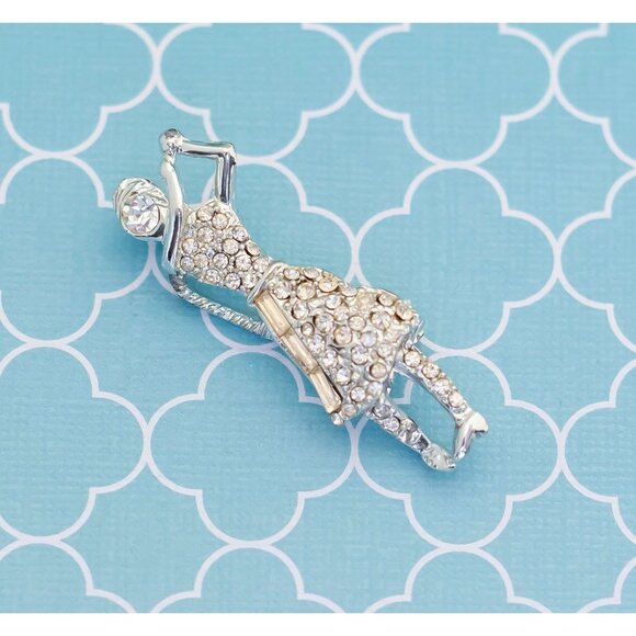 Vintage Golf Rhinestone Lady Brooch - R3 - Picture 1 of 2